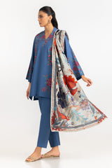 3PC Cambric Embroidered Suit With Scarf