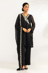 3PC Chiffon Embroidered Suit