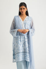 3PC Chiffon Embroidered Suit