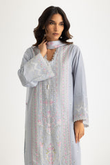 3PC Lawn Embroidered Suit With Chiffon Embroidered Dupatta