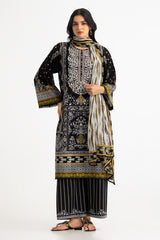 3PC Lawn Embroidered Suit With Printed Chiffon Dupatta