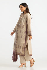 3PC Lawn Glitter Printed Suit With Embroidered