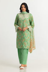 3PC Lawn Printed Suit With Embroidered