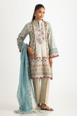 3PC Lawn Printed Suit With Embroidered