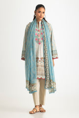 3PC Lawn Printed Suit With Embroidered