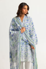 3PC Lawn Printed Suit With Embroidered