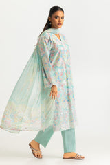 3PC Lawn Printed Suit With Embroidered