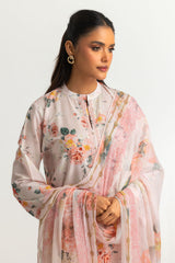 3PC Lawn Printed Suit With Embroidered