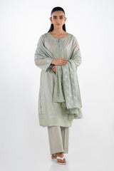 3PC Lawn Silver And Lacquer Printed Suit