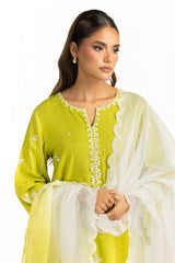 3PC Viscose Raw Silk Embroidered Suit