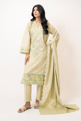 3PC Zari Stripe Embroidered Suit