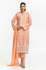 3PC Chiffon Embroidered Suit