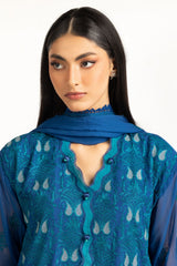3Pc Chiffon Embroidered Suit