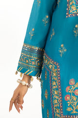 3PC paper-cotton Lacquer Printed Hand Embellished Suit