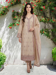 3 Piece Lawn Zari Suit- Embroidered (Pret)