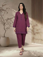 2 Piece Lawn Slub Suit- Embroidered (Pret)