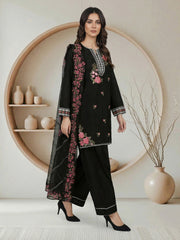 3 Piece Lawn Texture Suit- Embroidered (Pret)