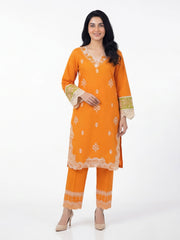 2 Piece Lawn Slub Suit- Embroidered (Pret)
