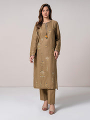 2 Piece Slub Khaddar Suit- Embroidered (Pret)