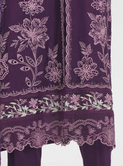 3 Piece Satin Suit- Embroidered (Pret)