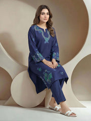 2 Piece Satin Suit- Embroidered (Pret)