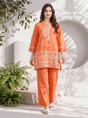 2 Piece Lawn Slub Suit- Embroidered (Pret)