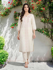 2 Piece Lawn Slub Suit- Embroidered (Pret)