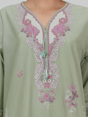3 Piece Lawn Slub Suit- Embroidered (Pret)