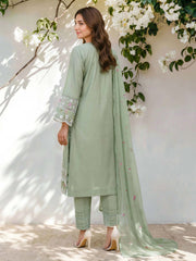 3 Piece Lawn Slub Suit- Embroidered (Pret)
