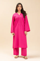 2 PIECE EMBROIDERED SLUB SUIT (PRET)