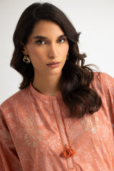 Cambric Block Printed Co-Ord Set With Embroidered
