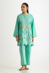 Cambric Embroidered Co-Ord Set