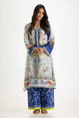 Cambric Printed Co-Ord Set With Embroidered