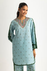Cambric Printed Co-Ord Set With Embroidered