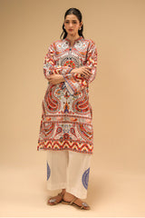 Cambric Printed Co-Ord Set With Embroidered Shirt