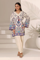 Cambric Printed Shirt And Trouser With Embroidered