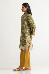 Cambric Printed Shirt With Embroidered And Dyed Trouser
