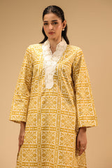 Cambric Printed Shirt With Embroidered