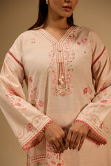 Cotton Viscose Slub Embroidered Co-Ord Set