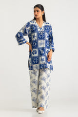 Cross Hatch Printed Co-Ord Set With Embroidered