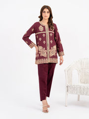 Embroidered Khaddar Cardigan(Pret)