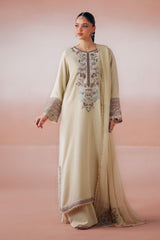 3 Piece Embroidered Raw Silk Suit