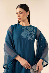 3 Piece Embellished Cotton Net Suit