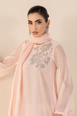 3 Piece Embellished Cotton Net Suit