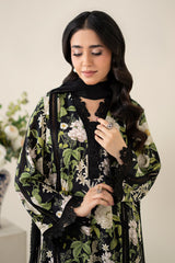3 Piece Embroidered Raw Silk Suit