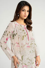 3 Piece Embroidered Paper Cotton Suit