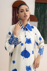 2 Piece Embroidered Raw Silk Suit