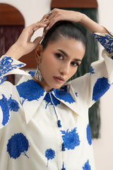 2 Piece Embroidered Raw Silk Suit
