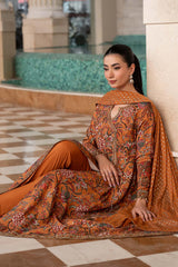 3 Piece Embroidered Raw Silk Suit