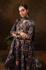 3 Piece Embroidered Raw Silk Suit